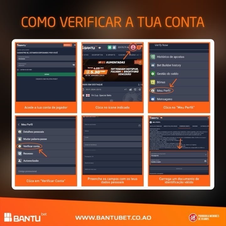 Passos para abrir o perfil e verificar a conta no site da Bantubet
